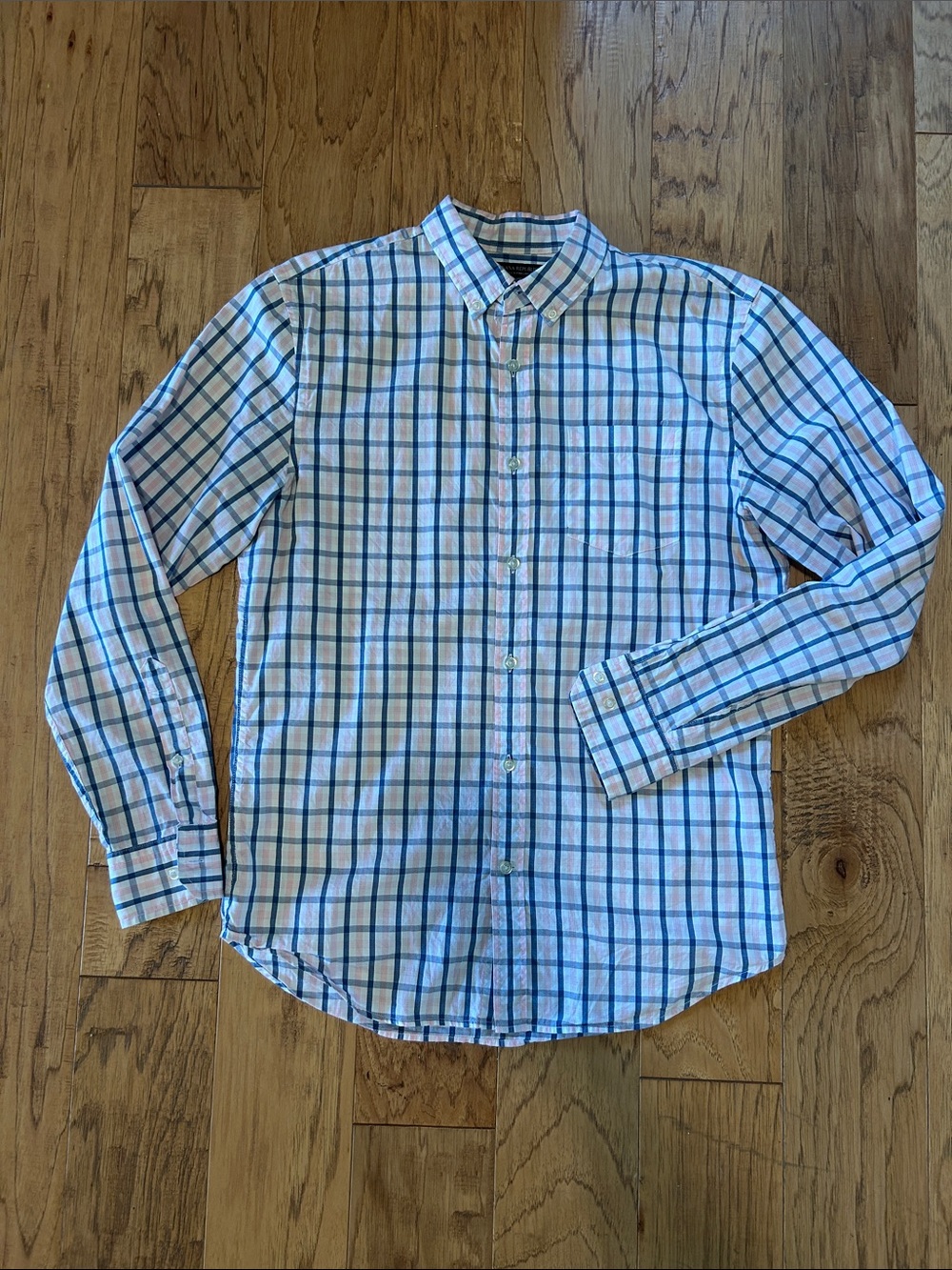 Banana Republic White Shirt with Blue Windowpane Check